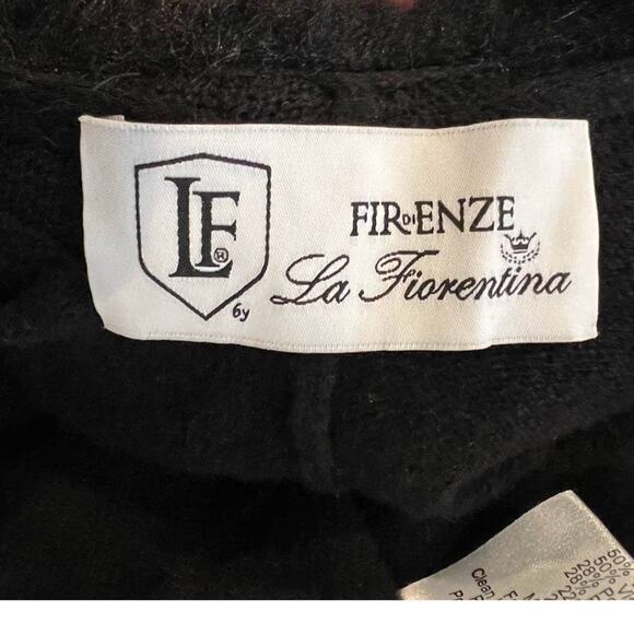LA FIORENTINA Rib Ruana With Faux Fur Collar In Black (O/S) - Picture 6 of 9